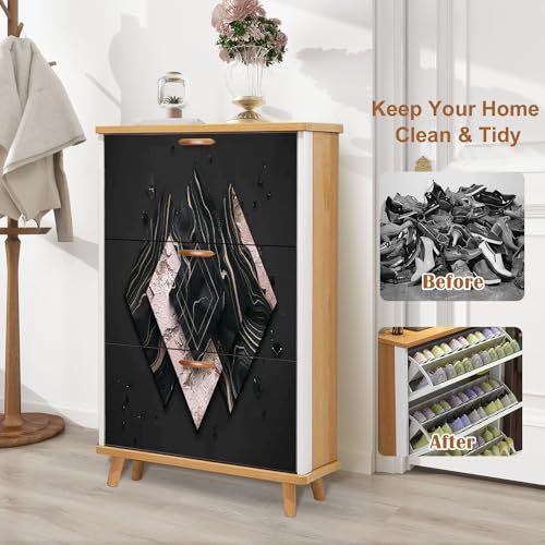 3 Flip Drawers Wooden Shoe Cabinet X39877