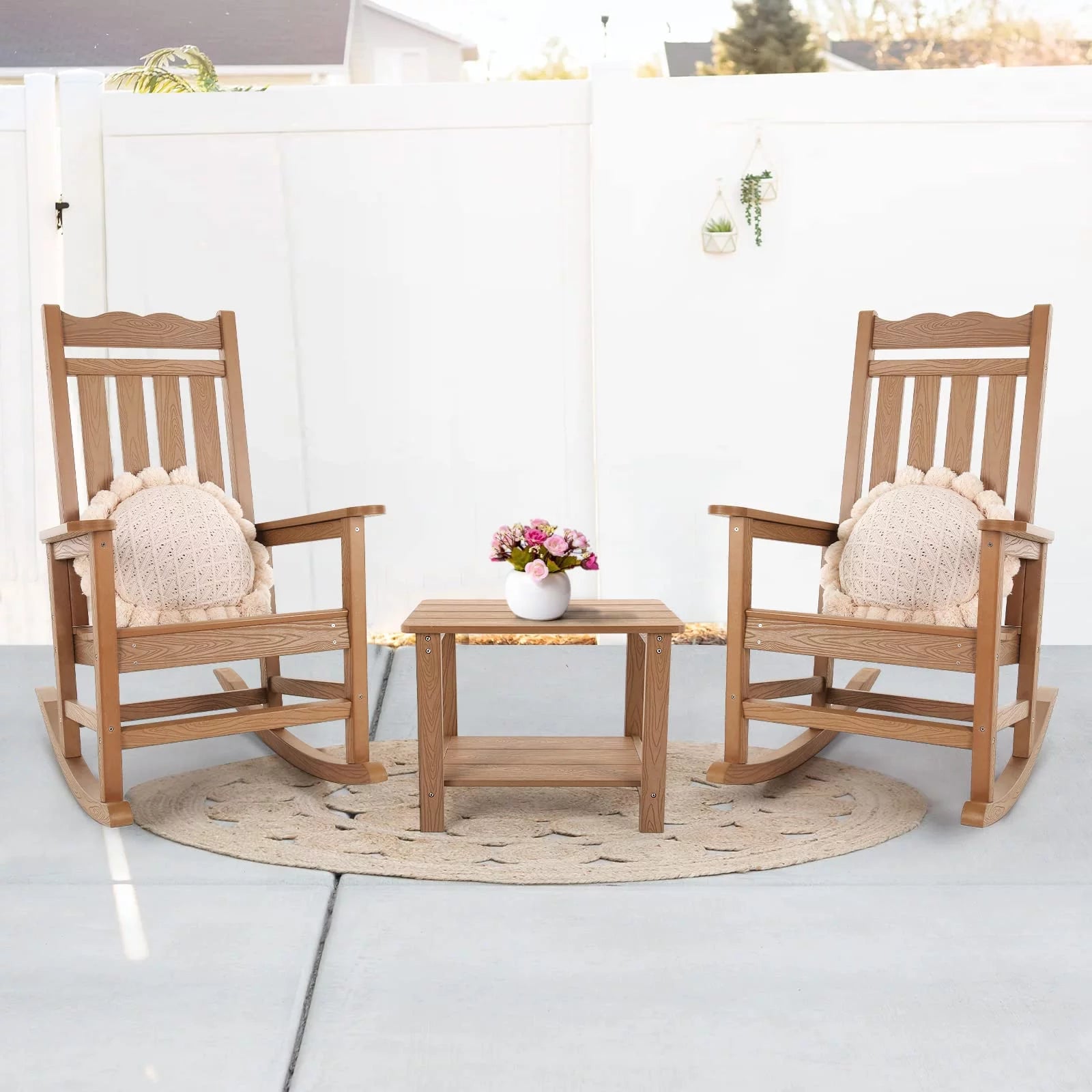 22.8" 2-Tier Oversized Rectangle Teak Side Table E4508