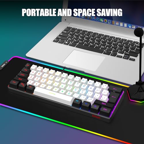 60% RGB Backlit Gaming Keyboard and Mouse Combo, White-Black L101009