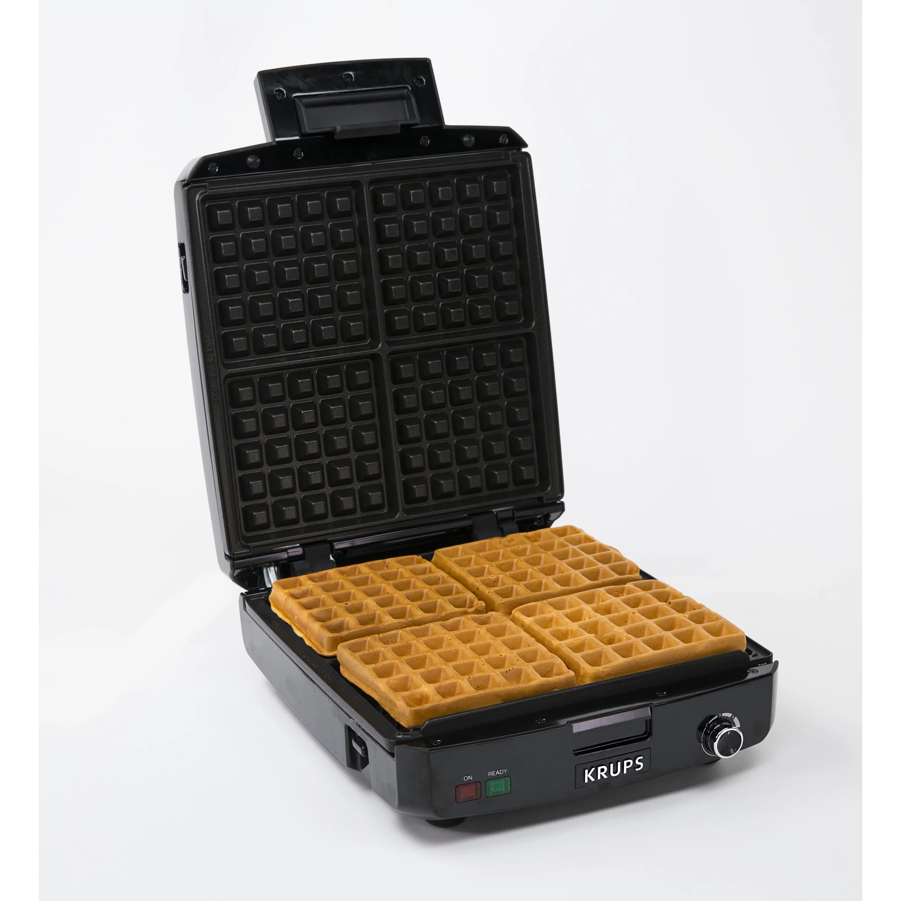 4 Slice Stainless Steel Belgian Waffle Maker with Removable Plates J962