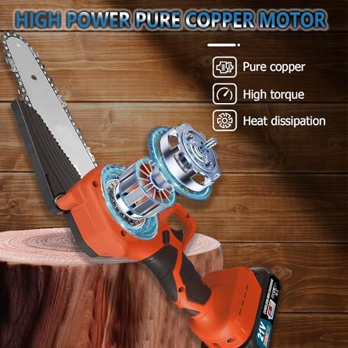 6 Inch Cordless Mini Chainsaw with 2 2.0Ah Battery and 2 Chains P40602