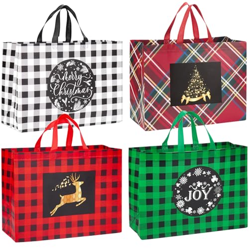 24 Pack Assorted Sizes Non-Woven Christmas Gift Bags with Handle O19789