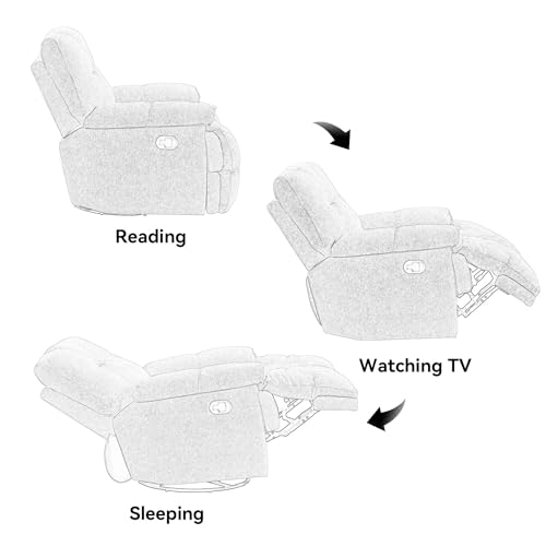 Cream White Oversized Velvet Rocker Recliner Chair I1616