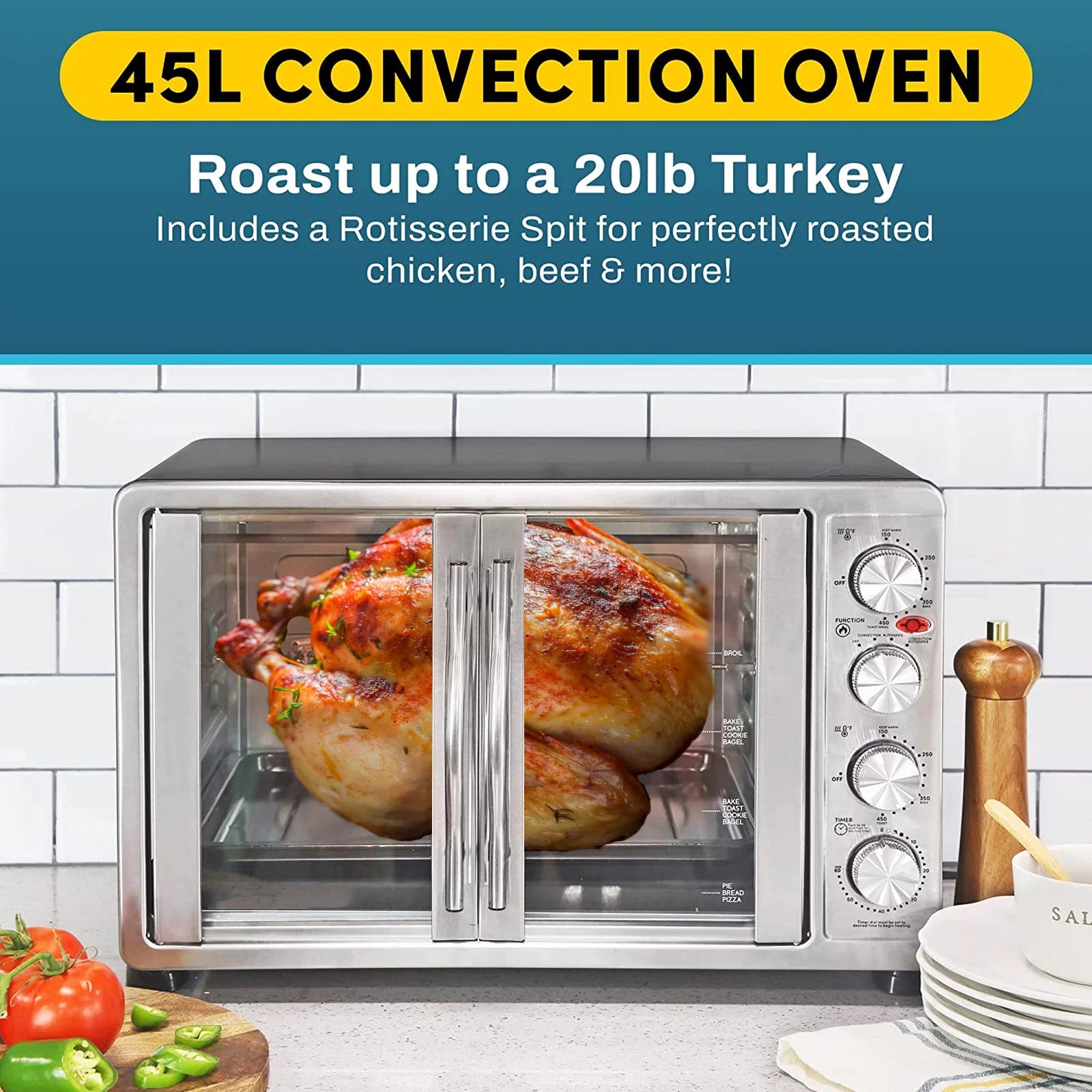 18-Slice Countertop Convection Oven with 4-Control Knobs Stainless Steel G1787
