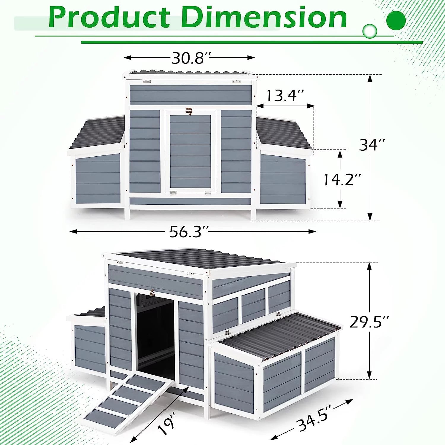 Gray Large Wooden Chicken Coop Z143