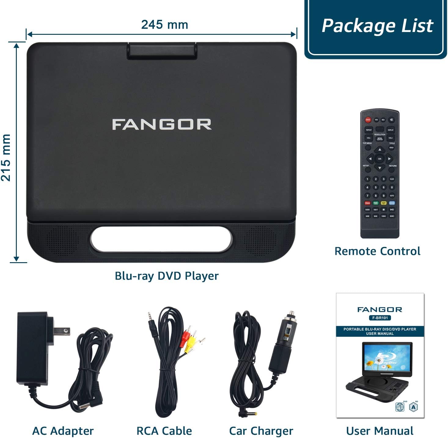12.5 1080P Portable Blu-Ray Player with 10.5 HD Swivel Screen L861