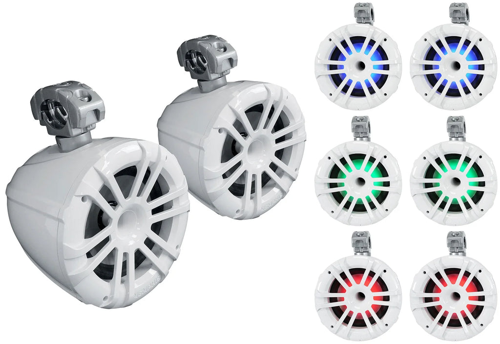 White 8" Marine Wakeboard Tower Speakers Boat Receiver J278974