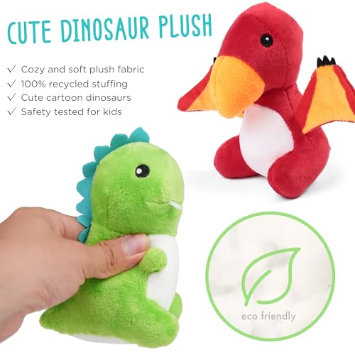 5 Small Dinosaur Plush Dolls and Egg Bag Toys Set T48917