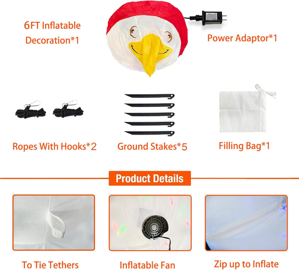 7.2FT Inflatable American Bald Eagle with LEDs I1631