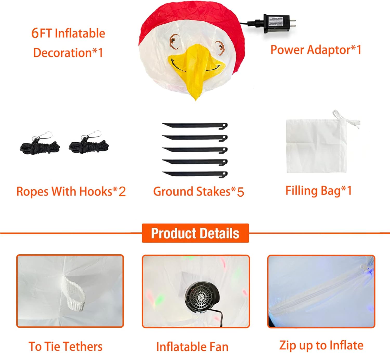 7.2FT Inflatable American Bald Eagle with LEDs I1631