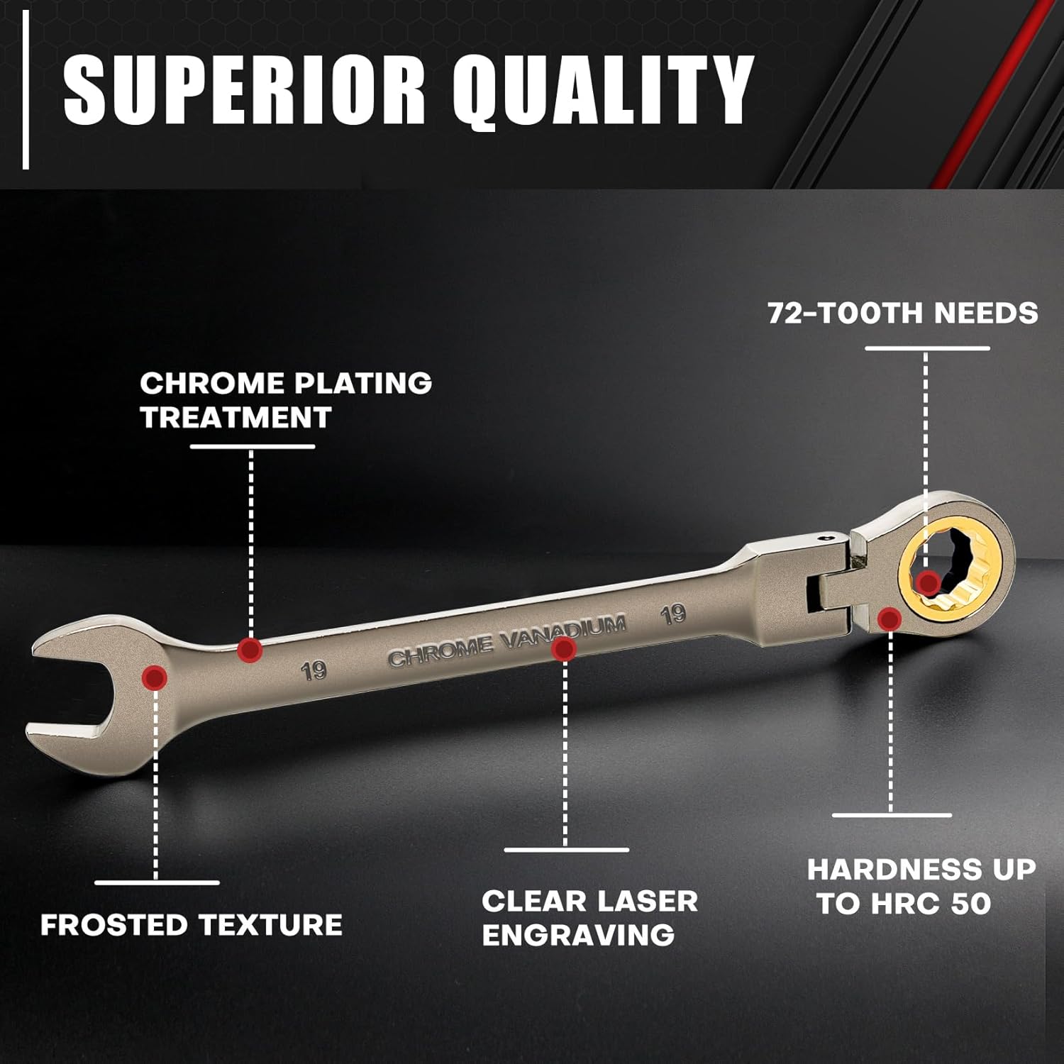 12-Piece 180° Metric Flex-Head Ratcheting Wrench Set K21804