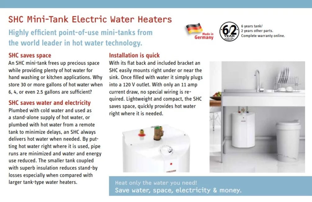 6 Gal. 1300W Electric Water Heater J42085