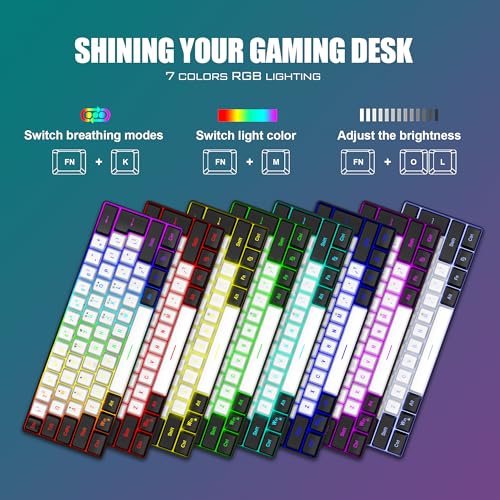 60% RGB Backlit Gaming Keyboard and Mouse Combo, White-Black L101009