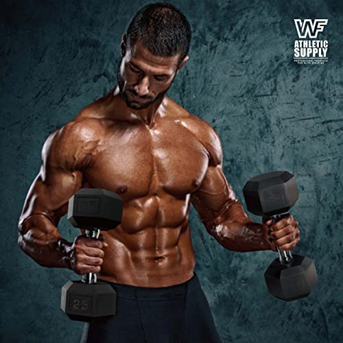 Rubber Encased Hex Dumbbells with Rubber Grip Contoured Handle L85525