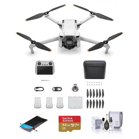 Mini 3 Drone Fly More Combo with RC Remote Controller Bundle with 64GB microSD Card, Foldable Landing Pad Pro, Cleaning Kit U480603