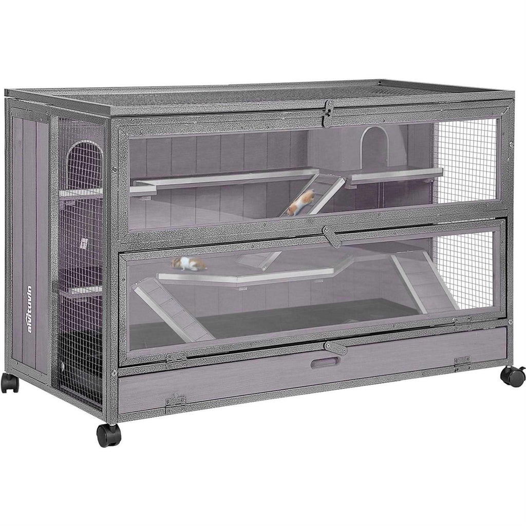 Wooden Hamster Cage Guinea Pig Cage with Iron Frame Q66373