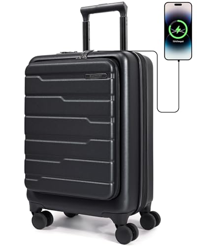 White Expandable Hard Shell Carry On Luggage with Spinner Wheels U924748