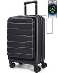 White Expandable Hard Shell Carry On Luggage with Spinner Wheels U924748