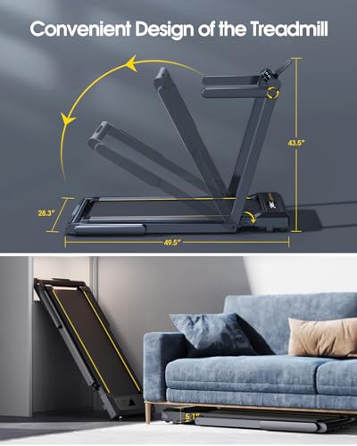 2 in 1 Folding Treadmill, 2.5HP Under Desk Treadmill with Dual LED Display Y968089