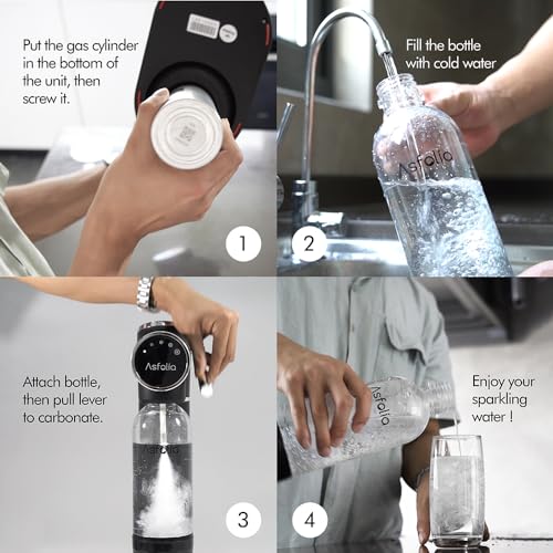 Black Stainless Sparkling Water Maker with 3 Carbonation Bottles R518287