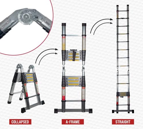 16.5' Telescoping Aluminum Folding Ladder with Carry Handle N17036