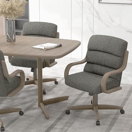 2 Set of Caster Swivel Tilt Dinning Chairs with Metal Frame R439189