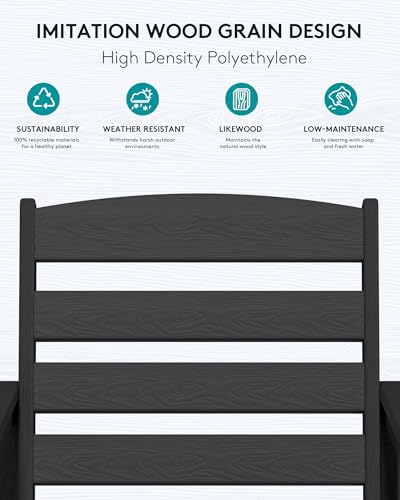 5 Pieces HDPE Adirondack Bar Chairs Set with Bar Pub Table, Black W61007