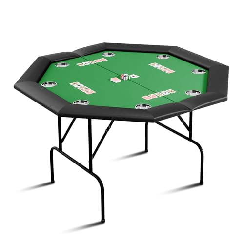 Octagon Poker Table with Metal Legs and 8 Cup Holders A186986