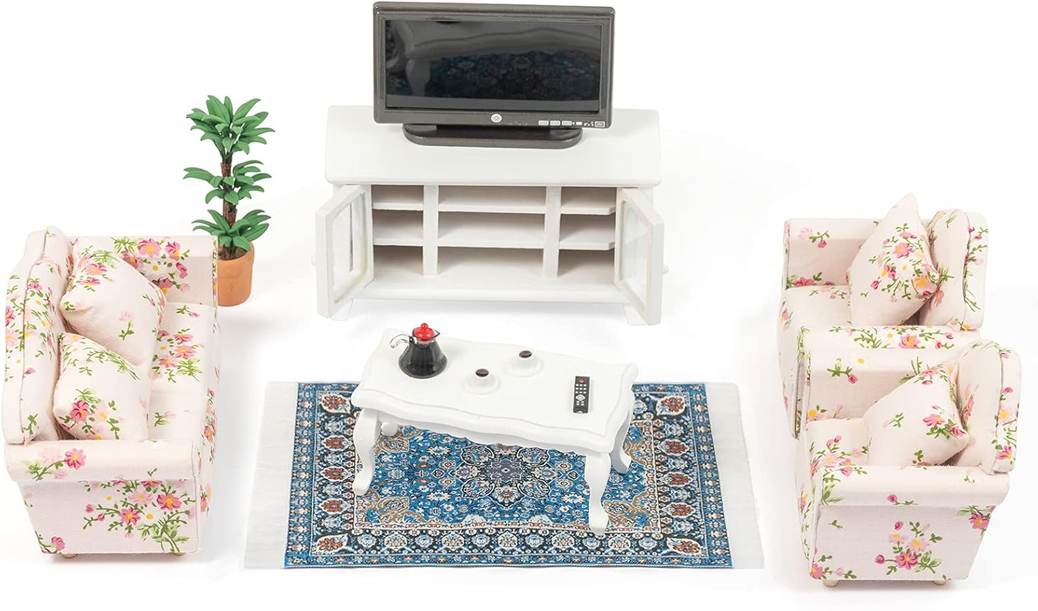 16 Pieces White Wooden Dollhouse Furniture Set M60163