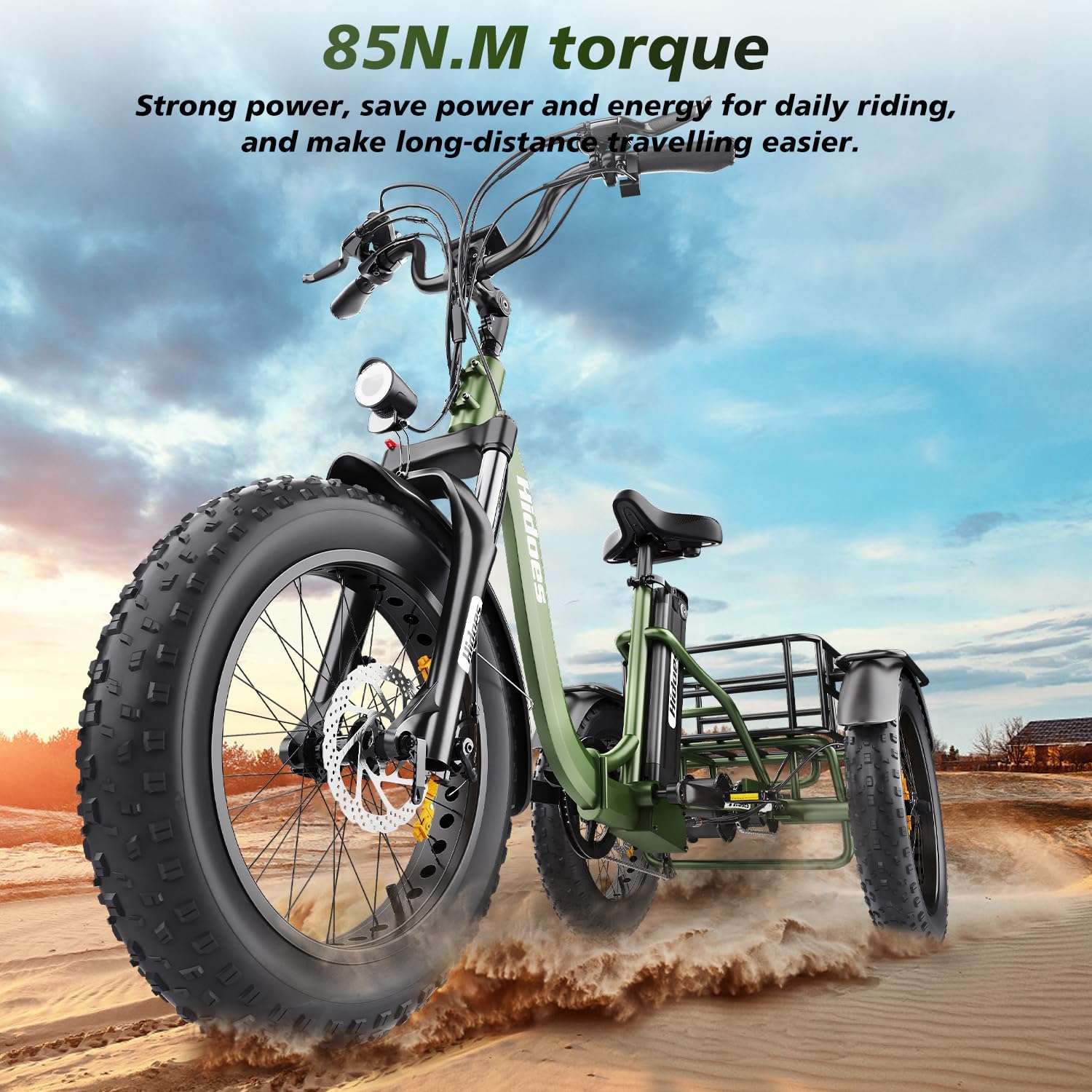 Electric Tricycle, 20"X 4.0" Fat Tire, 48V 20Ah Removable, 7 Speed Folding P7332