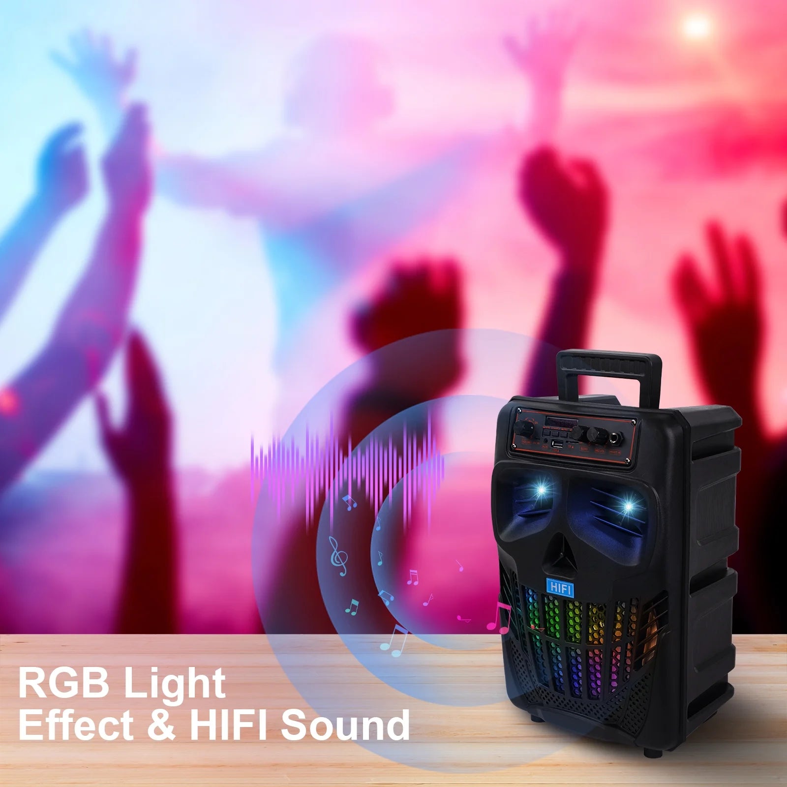 Portable Bluetooth Karaoke Machine with Microphone and RGB Lights O65116
