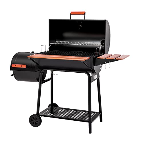 30 Barrel Charcoal Grill with Side Table, 627 Square Inches, Black C20031