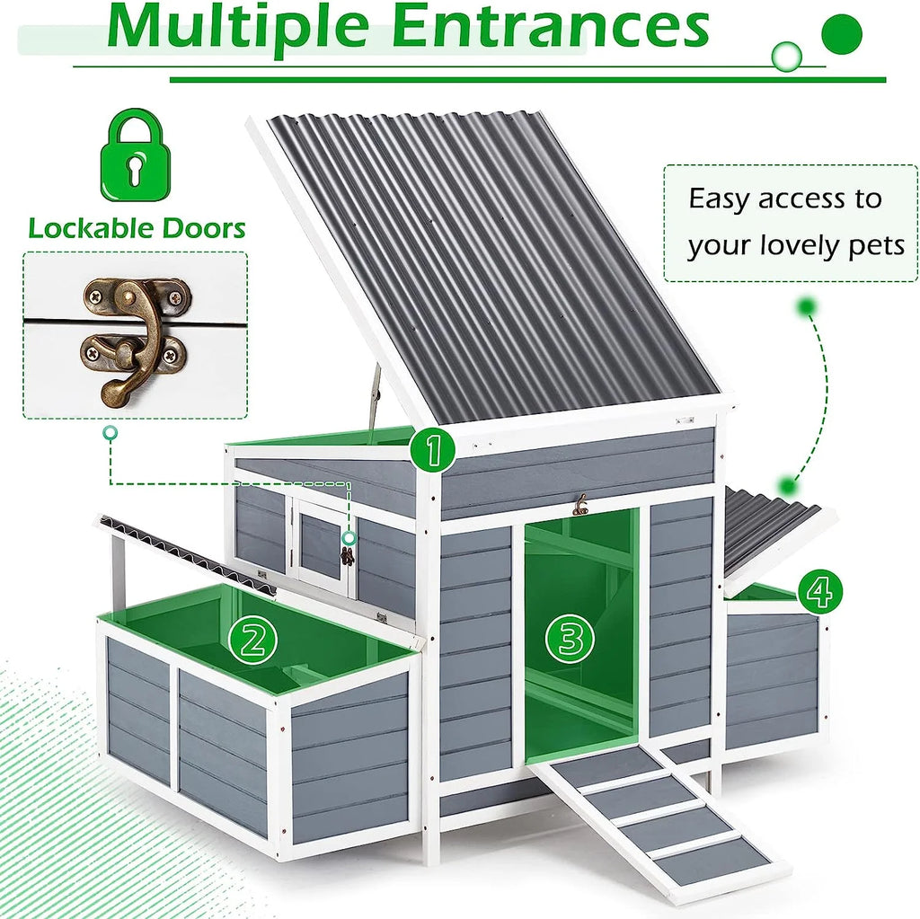 Gray Large Wooden Chicken Coop Z143