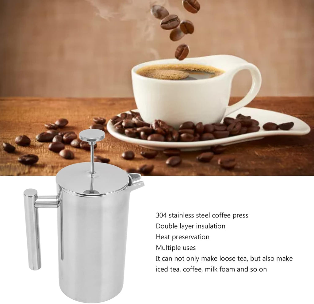 Silver Stainless Steel French Press Coffee Maker 800ML P163