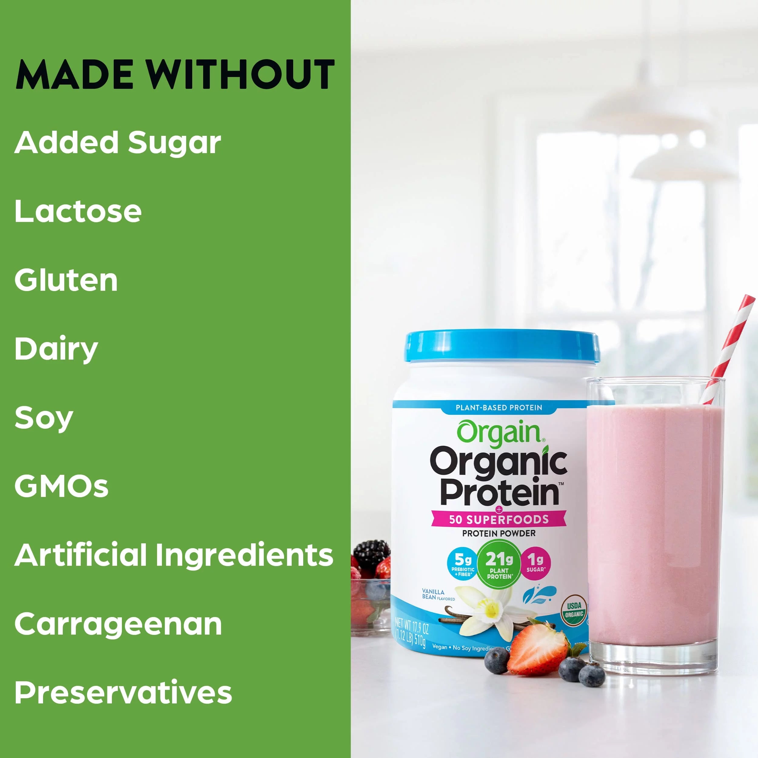 Vanilla Bean 21g Plant Based Protein Powder 2.02lb A20150