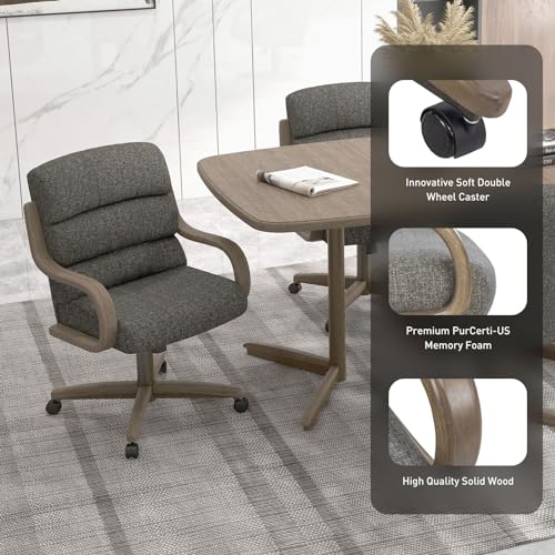 2 Set of Caster Swivel Tilt Dinning Chairs with Metal Frame R439189