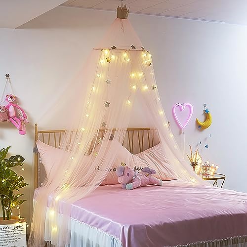 Blue Round Dome Bed Canopy with Lights K30985
