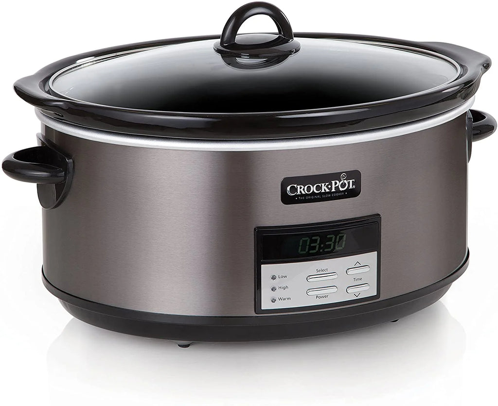 8 Quart Programmable Slow Cooker with Digital Countdown Timer, Black Stainless Steel X91946