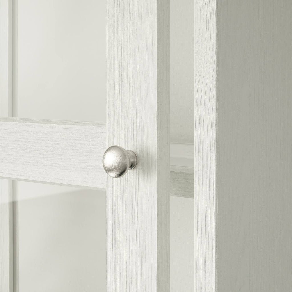 White Clear Glass Glass-Door Cabinet with Base Z6687