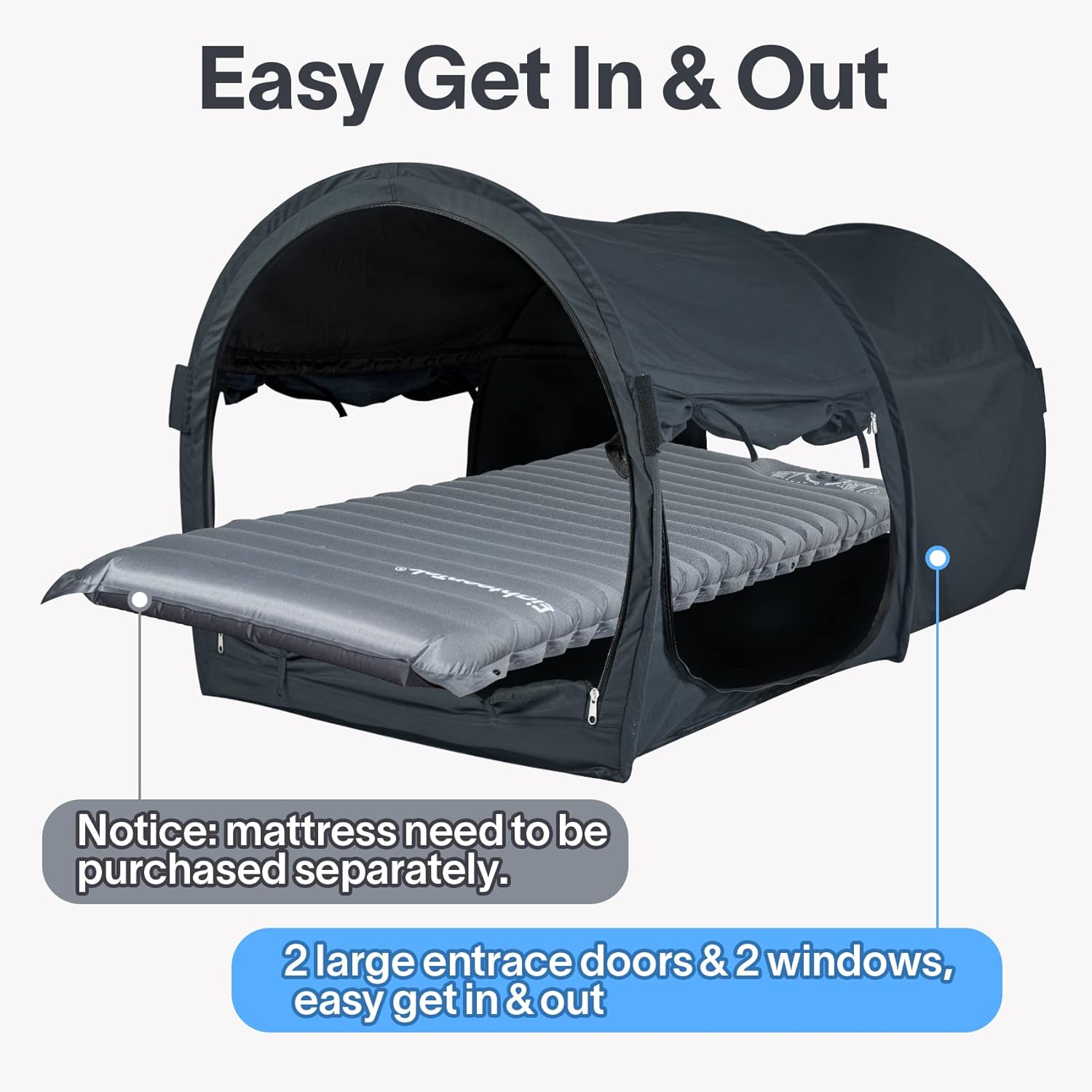 Grey Pop Up Portable One Person Bed Tents 75”x28”x31”H D86754