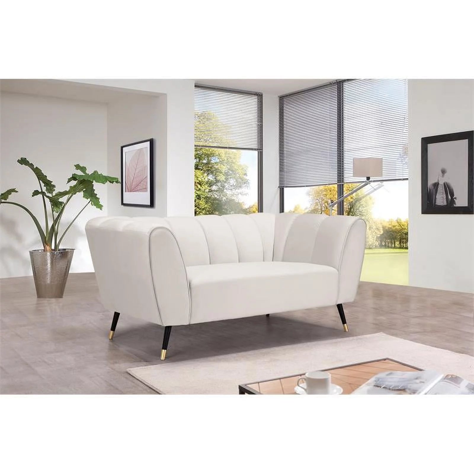 Cream Velvet Loveseat K11782