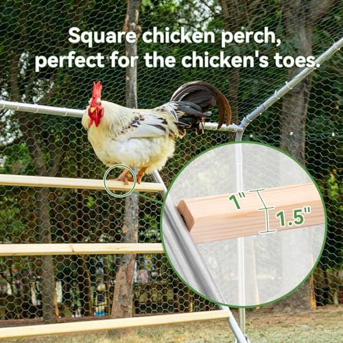 Chicken Coop Run with Anti-Rust Durable Steel, Large Walk-in Poultry Cage with Cover R58328