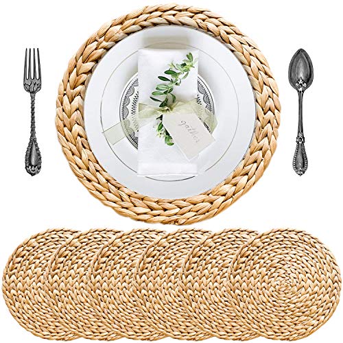 Set of 10 Round Water Hyacinth Wicker Placemats N51230