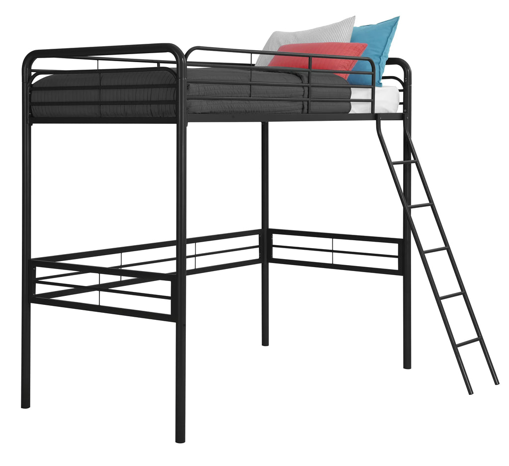 Black Twin Metal Loft Bed O748