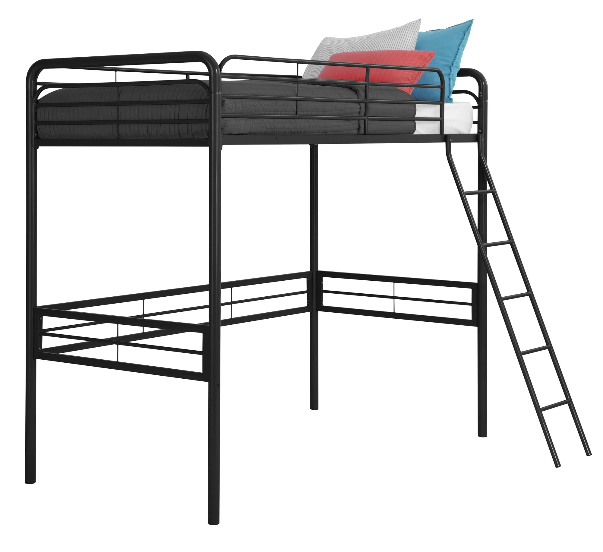 Black Twin Metal Loft Bed O748