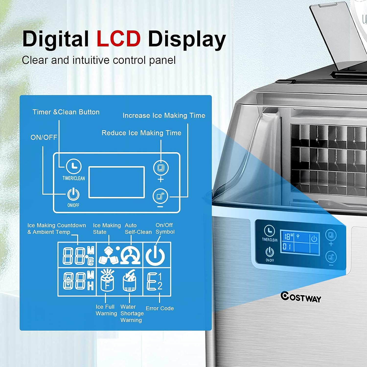 40LBS/24H Portable Compact Ice Machine with Auto Self-Cleaning Function B32166