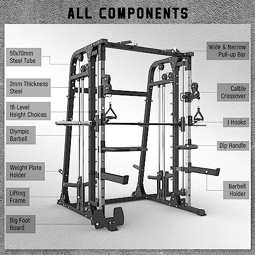 All-in-One Smith Machine Power Cage with Smith Bar and Cable Crossover Machine S925