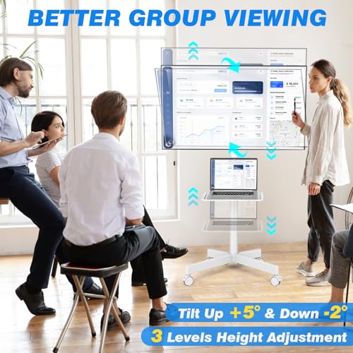 Mobile TV Cart for 23-60 Inch TVs, Height Adjustable Rolling Floor Stand with Wheels, Max VESA 400x400mm A565