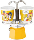 Yellow Aluminium Moka Set includes Coffee Maker 2-Cup (2.8 Oz) + 2 shot glasses H102006