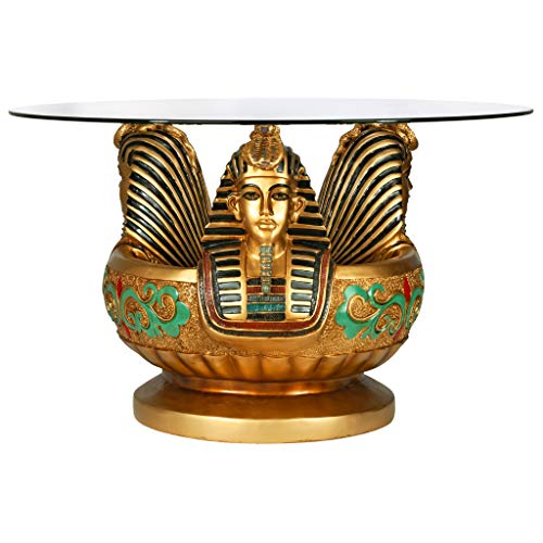 Three Heads of Tutankhamen Egyptian Coffee Cocktail Table, 31 Inch C7167